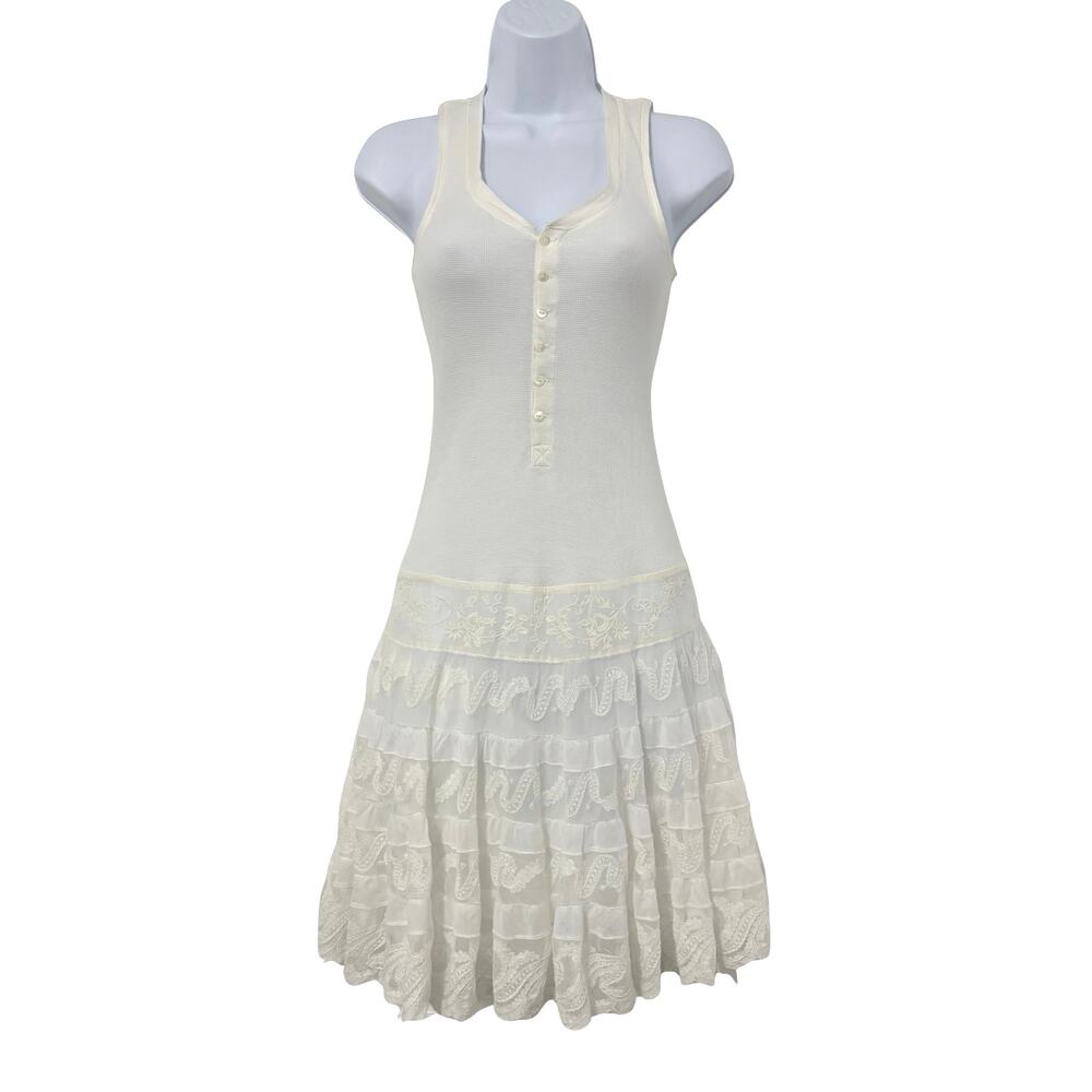 Ralph Lauren Rugby White Embroidered Lace Sleeveless Midi Dress Women’s Size XS